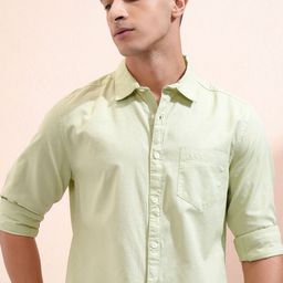 HIGHLANDER Men Cutaway Collar Solid Cotton Casual Shirt-picture-12
