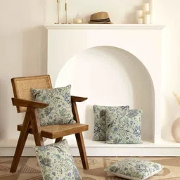 Clasiko Green & Grey 5 Pieces Floral Printed Square Cotton Cushion Covers-26