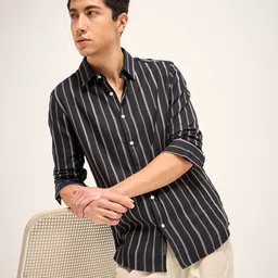 THE BEAR HOUSE Men Slim Fit Opaque Striped Casual Shirt-image-93