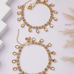 ANIKAS CREATION Gold-Plated Kundan Anklet-image-97