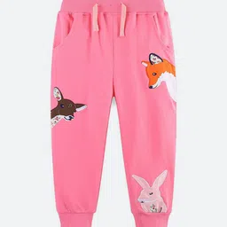 Oh Rare Girl Animal Patch Printed Cotton Mid-Rise Joggers-image-7
