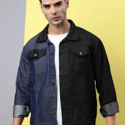 VOXATI Men Colourblocked Denim Jacket-43