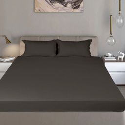 Bodycomfy Jersey Grey Cotton Fitted 400 TC King Bedsheet Set 1.98 m x 1.8 m-image-55