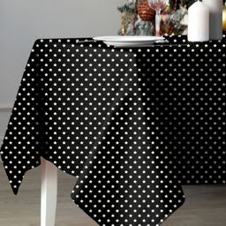 CASABLEU Black & White 2 Pieces Star Printed 6 Seater Table Cover-47