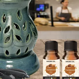 PEEPALCOMM 3Pcs Green Ceramic Electric Diffuser With Sandalwood Oils - 10 ml Each-56