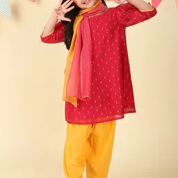 Fabindia Girls Printed Regular Kurta with Salwar & With Dupatta-picture-8