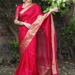 Panzora Woven Design Zari Organza Kanjeevaram Saree-image-18