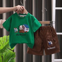 INCLUD Boys Graphic Applique Round Neck T-shirt With Shorts-27