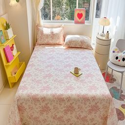JC HOME Pink & Cream-Coloured Floral Cotton 220 TC Super King Bedsheet Set-2.3 m x 2.5 m-image-66