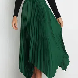Outzidr Pleated Midi-Length Skirt-picture-42