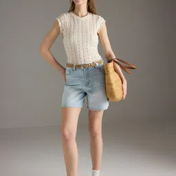 Trendyol Women Washed Denim Shorts-picture-23