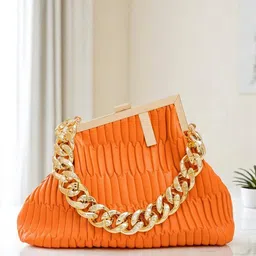 VISMIINTREND Women Textured Leather Baguette Handheld Bag-picture-1