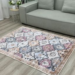 OBSESSIONS Blue Ethnic Motifs Printed Anti-Skid Shaggy Carpet-image-78