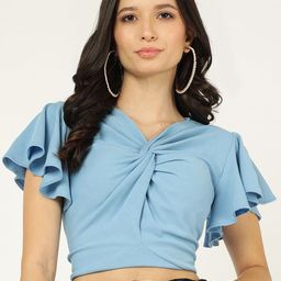 CORSICA Flutter Sleeve Crop Top-7