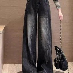 StyleCast Women Wide Leg High-Rise Dark Fade Cotton Non Stretchable Jeans-picture-43