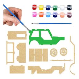 Webby DIY Build & Paint Wooden Movable Car Model Toy - Multicolour image 4