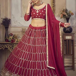 KALINI Embroidered Sequinned Semi-Stitched Lehenga & Unstitched Blouse With Dupatta-picture-11