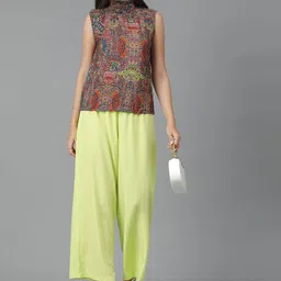 Stylecast X Kotty Ethnic Motifs Print High Neck Regular Cotton Crepe Top-picture-16