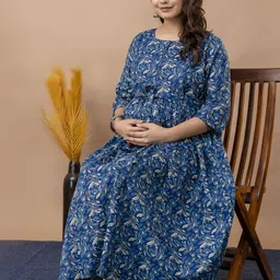 Nayo Floral Print Maternity Empire Maxi Dress-picture-18