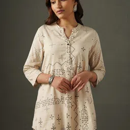 JAYPORE Mandarin Collar Printed Tunic-picture-8