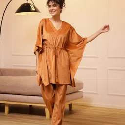 SANSKRUTIHOMES Women Kaftan And Pyjama Night suit-image-33