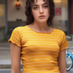 VANGULL Women Striped Round Neck Short Sleeves Top-picture-2