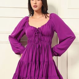 BAESD Bell Sleeve Crepe Fit & Flare Dress-image-75