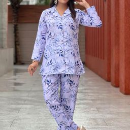 FILIB LONDON Printed Pure Cotton V-Neck Long Sleeve Shirt With Trouser Co-Ords-picture-42