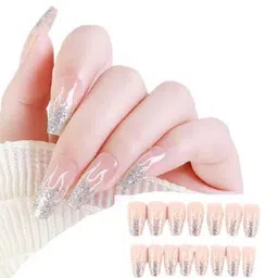 Coslifestore Set Of 24 Artificial Press On Nails With Glitter Design-6