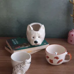 WEAVING HOMES White & Red 3 Pieces Printed Ceramic Glossy Mugs  200ml-29