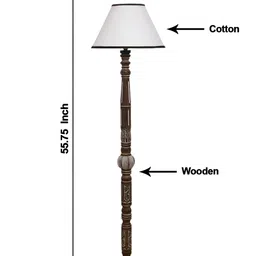 Devansh White & Brown Conical Open Snake Wooden Floor Lamp image 5