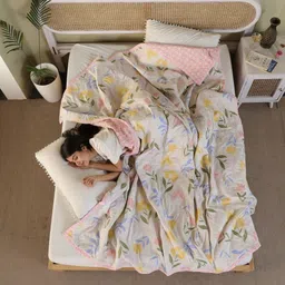Changers White Printed Microfiber Mild Winter 350 GSM Reversible Double Bed Comforter-picture-34
