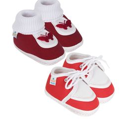 NESKA MODA Kids-Unisex Maroon Cotton Booties-picture-26
