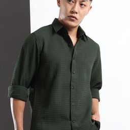 MOHICANS Men Textured Spread Collar Casual Shirt-picture-39