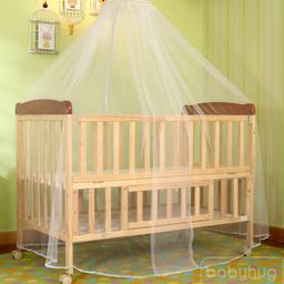 Babyhug Hamilton Wooden Cot With Mosquito Net & Storage Space - Natural Finish image 5