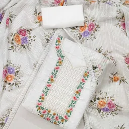 LeeliPeeri Designer Embroidered Organza Unstitched Dress Material-image-30