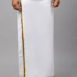 Ramraj Men Solid Adjustable Dhoti with Border image 1