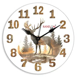 RANDOM White & Brown Printed Analogue Contemporary Wall Clock-picture-57