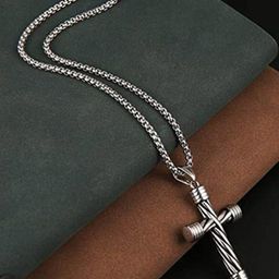Ringzinnie Unisex 925 Sterling Silver Jesus Christ Cross Pendant With Chain-image-2