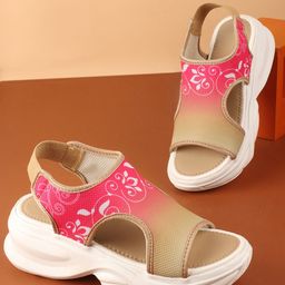 Try Me Women Printed Open Toe Flats-82