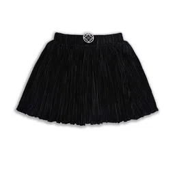 Girls Accordion Pleated Satin Flared Skirt-image-64