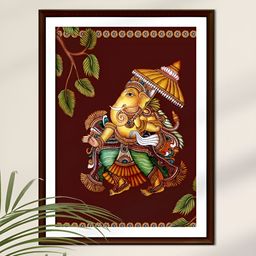 Peepul Tree Maroon & Yellow 1 Piece Paper Religious Wall Paintings-image-90