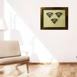 Chaque Decor Gold-Toned & Cream-Coloured Dhokra Warli Wooden Wall Art-image-75