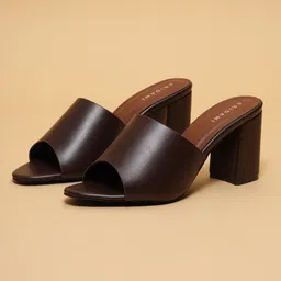 ERIDANI Women Cocoa Open-Toe Block Mules-image-13