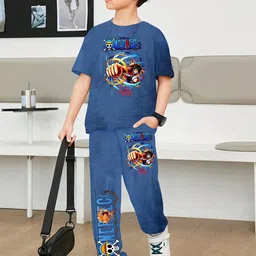 BAESD Boys One Piece Luffy Printed Short Sleeves T-shirt With Joggers-picture-15