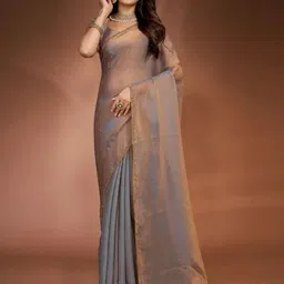 VRAGI Embellished Embroidered Pure Chiffon Saree-picture-52