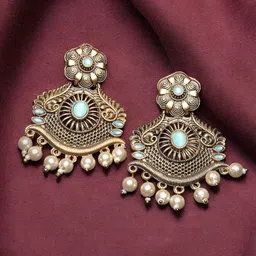 ADIVA Leaf Shaped Drop Earrings-10