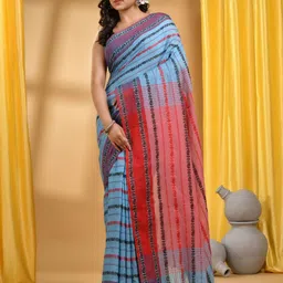 DESH BIDESH Woven Design Pure Cotton Handloom Taant Saree-image-40