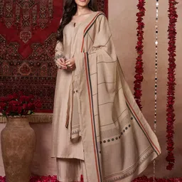 DIVASTRI Notch-Neck Straight Kurta With Palazzos And Dupatta-image-64