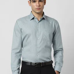 Van Heusen Micro Checked Long Sleeves Opaque Slim Fit Formal Pure Cotton Shirt-image-48